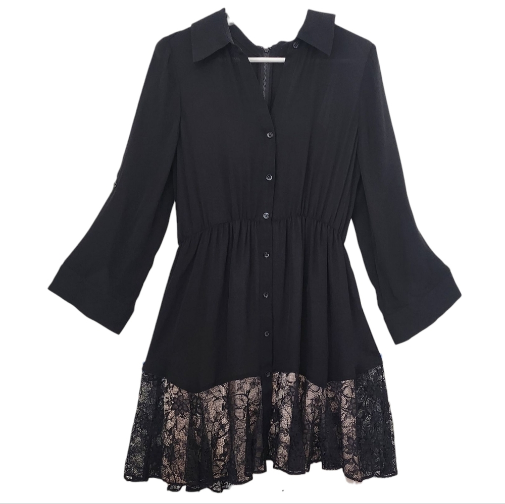 Alice + Olivia Raquel Lace Floral Button Down Silk Dress - Picture 5 of 12